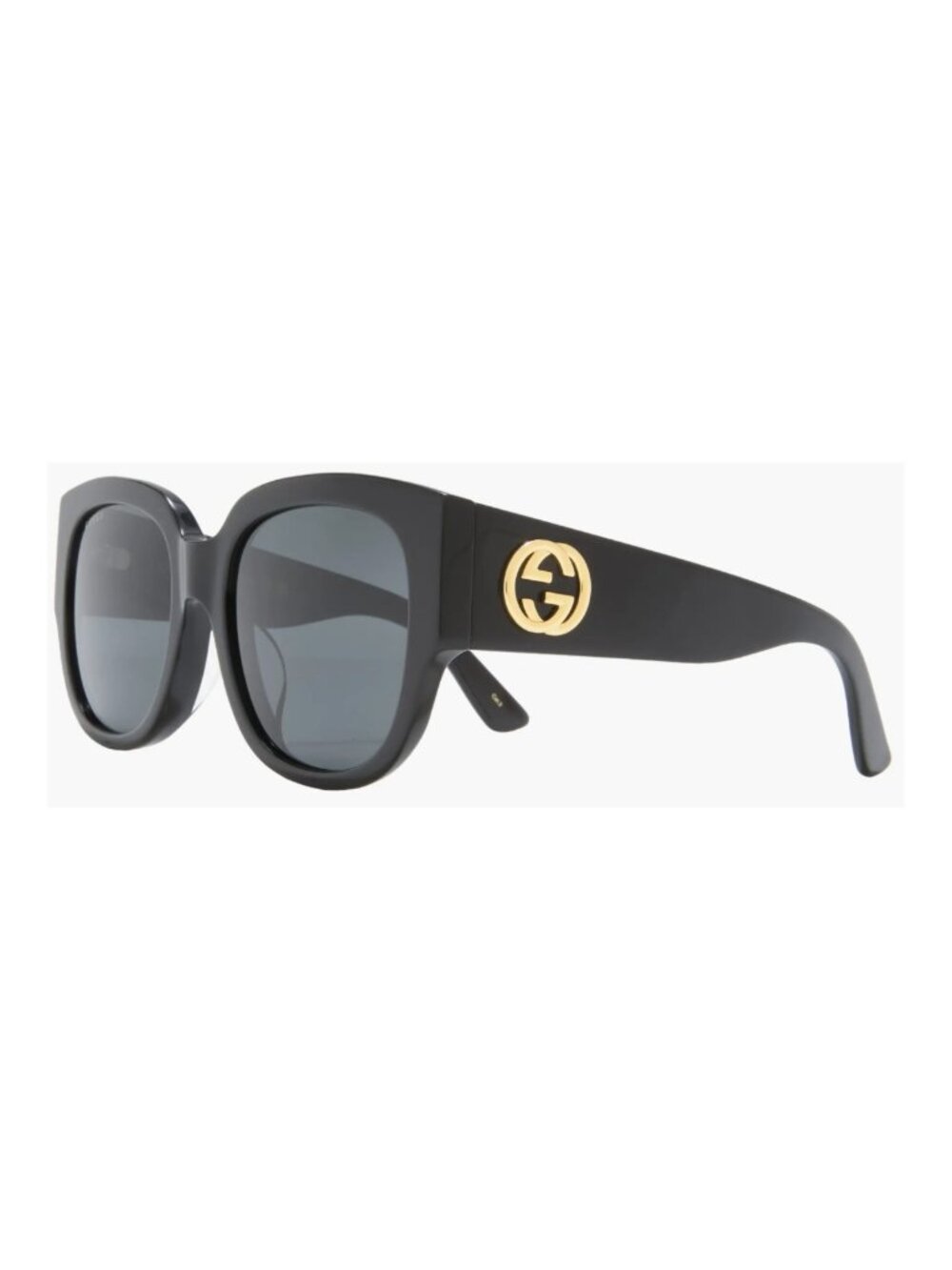 GUCCI GGG0142SAN 001 55 Black/Grey Lens Oversized Round Sunglasses